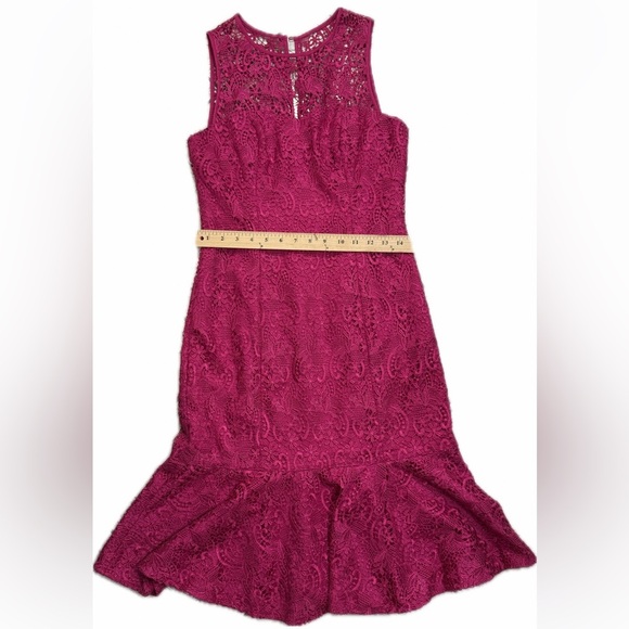Eliza J Magenta Lace Sleeveless Sheath Dress (Size 4) - Picture 6 of 14